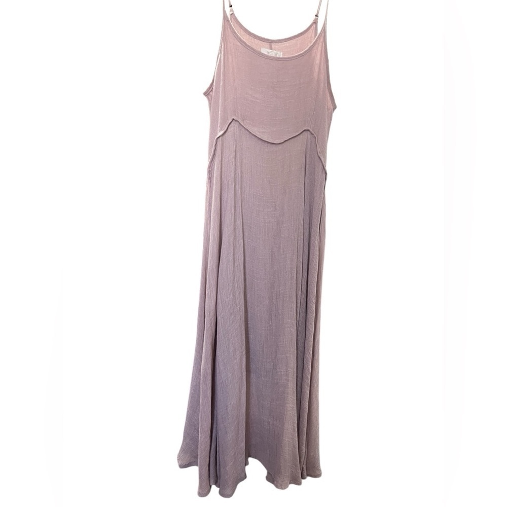 Wishlist Mauve Crinkle Fabric Adjustable Spaghetti Strap Midi Bohemian Med Dress - Picture 6 of 13